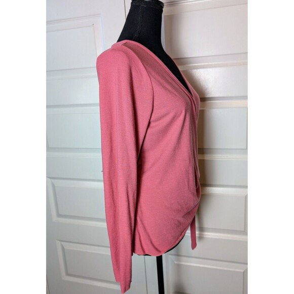 J. Jill True Wrap Top Size M Pink Long Sleeve Soft Coquette Preppy - Picture 6 of 9
